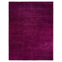 One-of-a-kind Hand Knotted Wool Modern Purple Area Rug