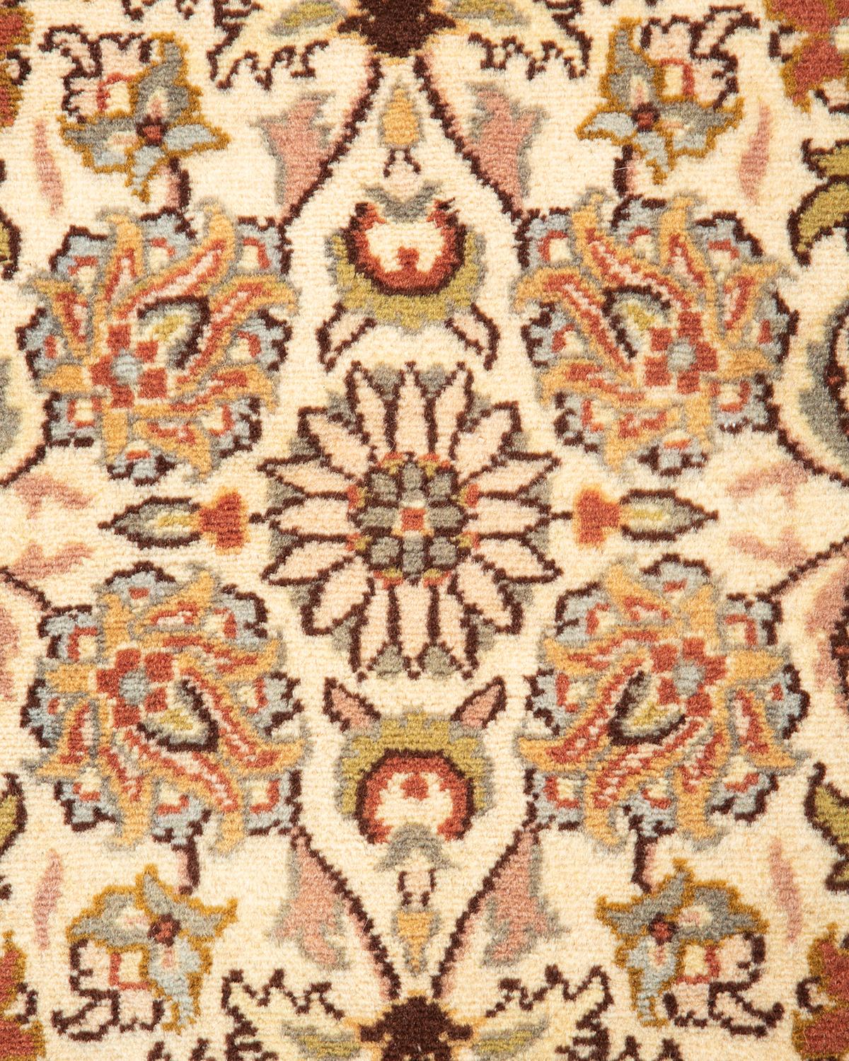 Pakistano Tappeto Mogul Beige in lana annodata a mano unico nel suo genere in vendita