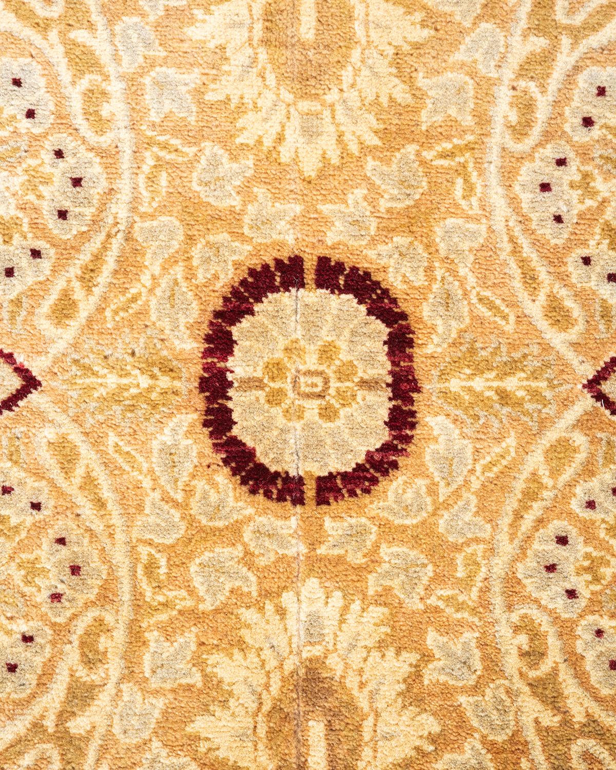 Handgeknüpfter Mogul-Teppich aus Wolle in Beige, Unikat (Pakistanisch) im Angebot