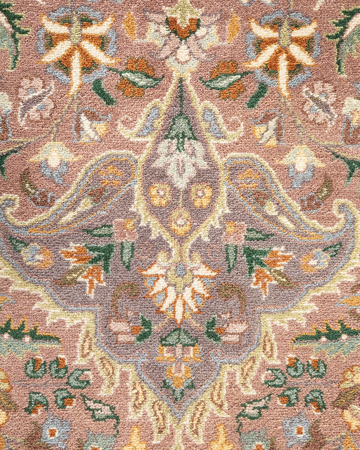 Handgeknüpfter Mogul-Teppich aus Wolle in Beige, Unikat (Pakistanisch) im Angebot