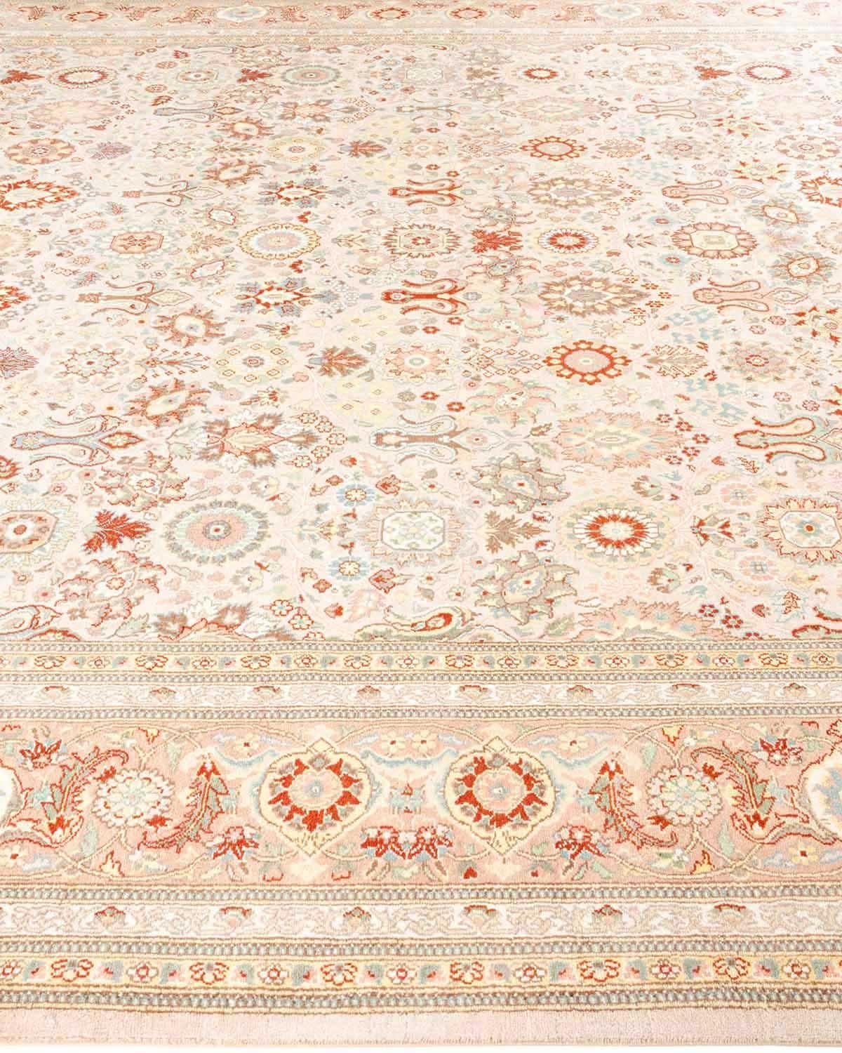 Handgeknüpfter Mogul-Teppich aus Wolle in Beige, Unikat im Zustand „Neu“ im Angebot in Norwalk, CT