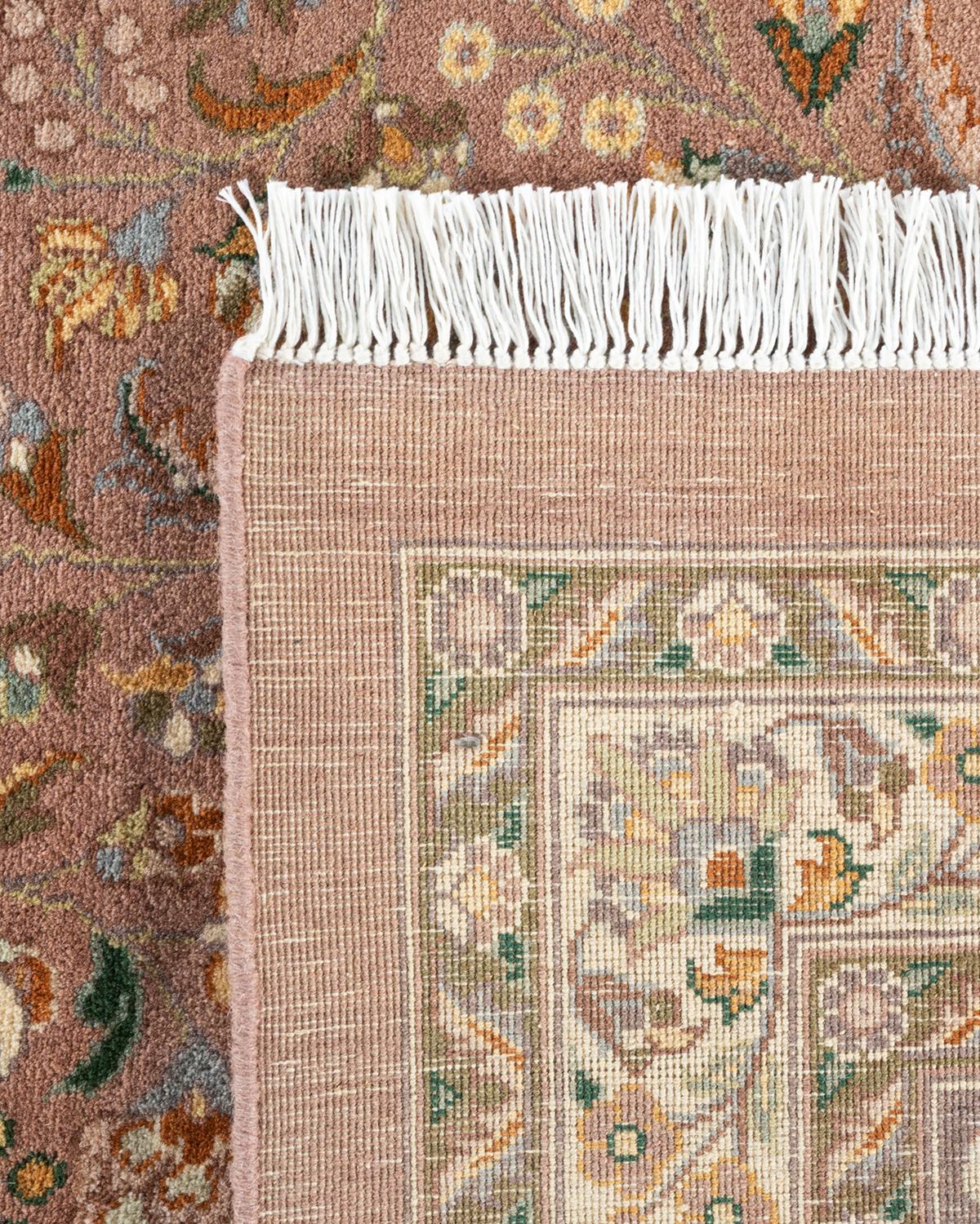 Handgeknüpfter Mogul-Teppich aus Wolle in Beige, Unikat (21. Jahrhundert und zeitgenössisch) im Angebot