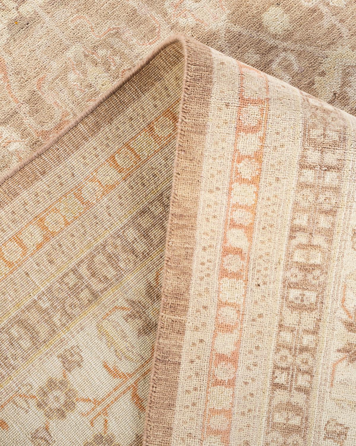 Lana Tappeto Mogul Beige in lana annodata a mano unico nel suo genere in vendita