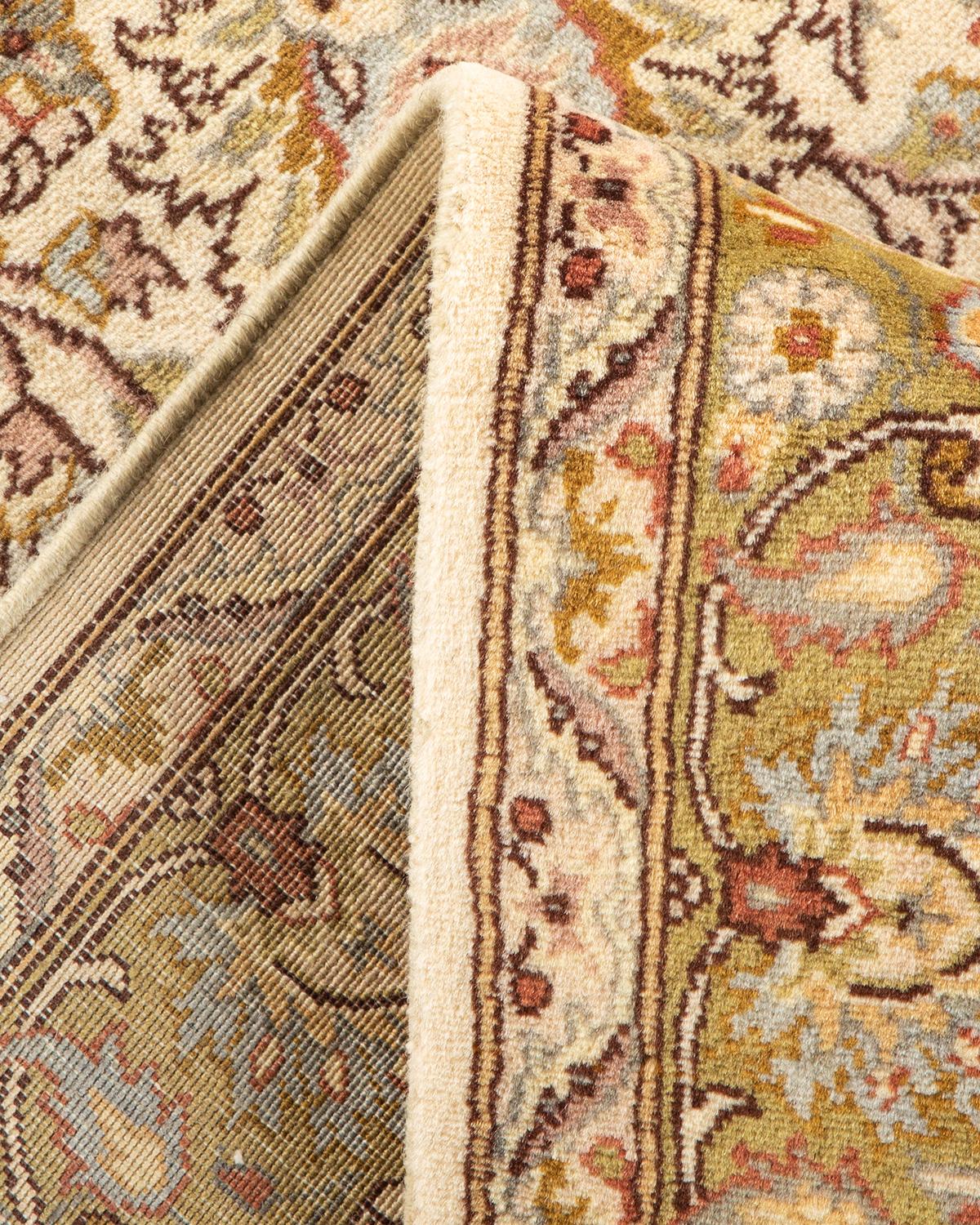 Lana Tappeto Mogul Beige in lana annodata a mano unico nel suo genere in vendita