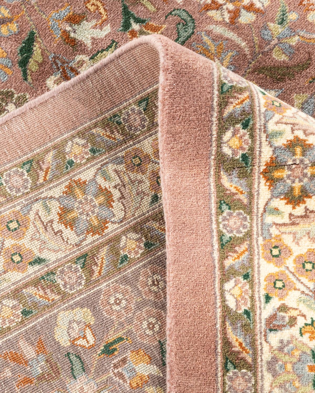 Handgeknüpfter Mogul-Teppich aus Wolle in Beige, Unikat im Angebot 1