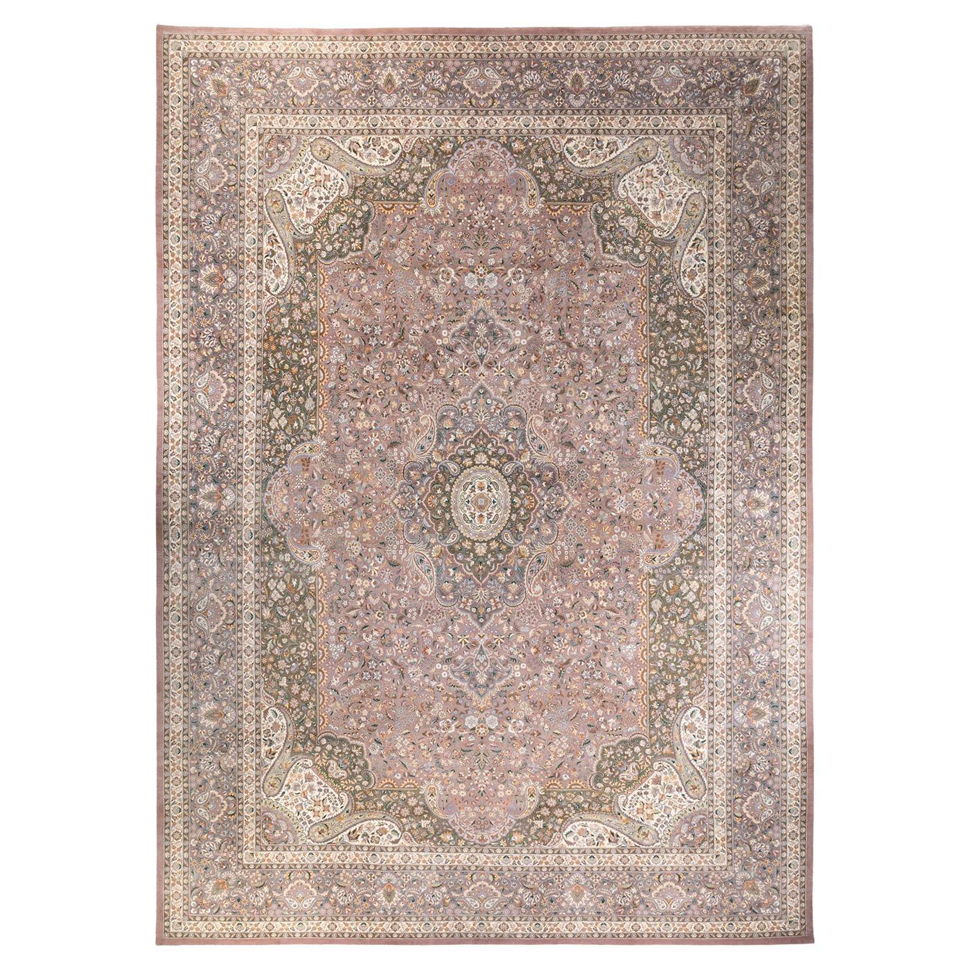 Tappeto Mogul Beige in lana annodata a mano unico nel suo genere
