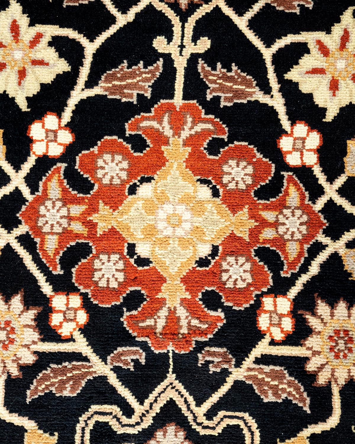 Handgeknüpfter schwarzer Mogul-Teppich aus Wolle, Unikat (Pakistanisch) im Angebot