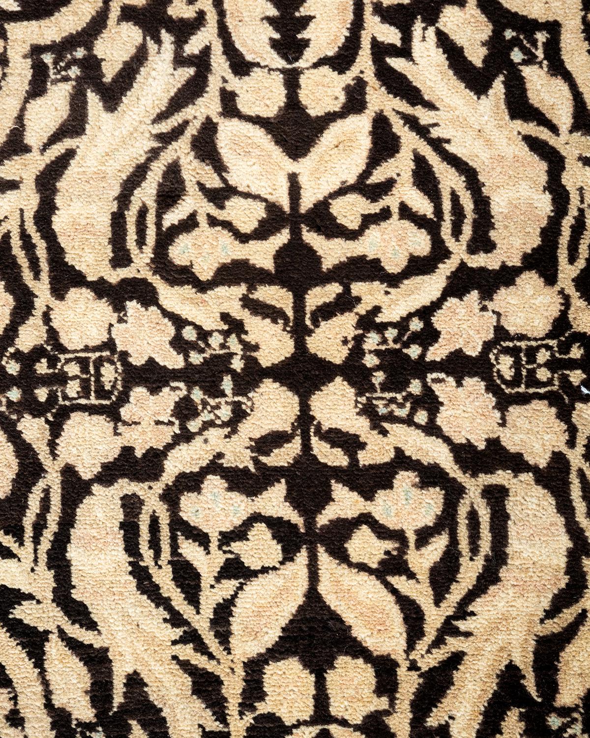 Einzigartiger handgeknüpfter Wollteppich Mogul Black Area Rug (Pakistanisch) im Angebot