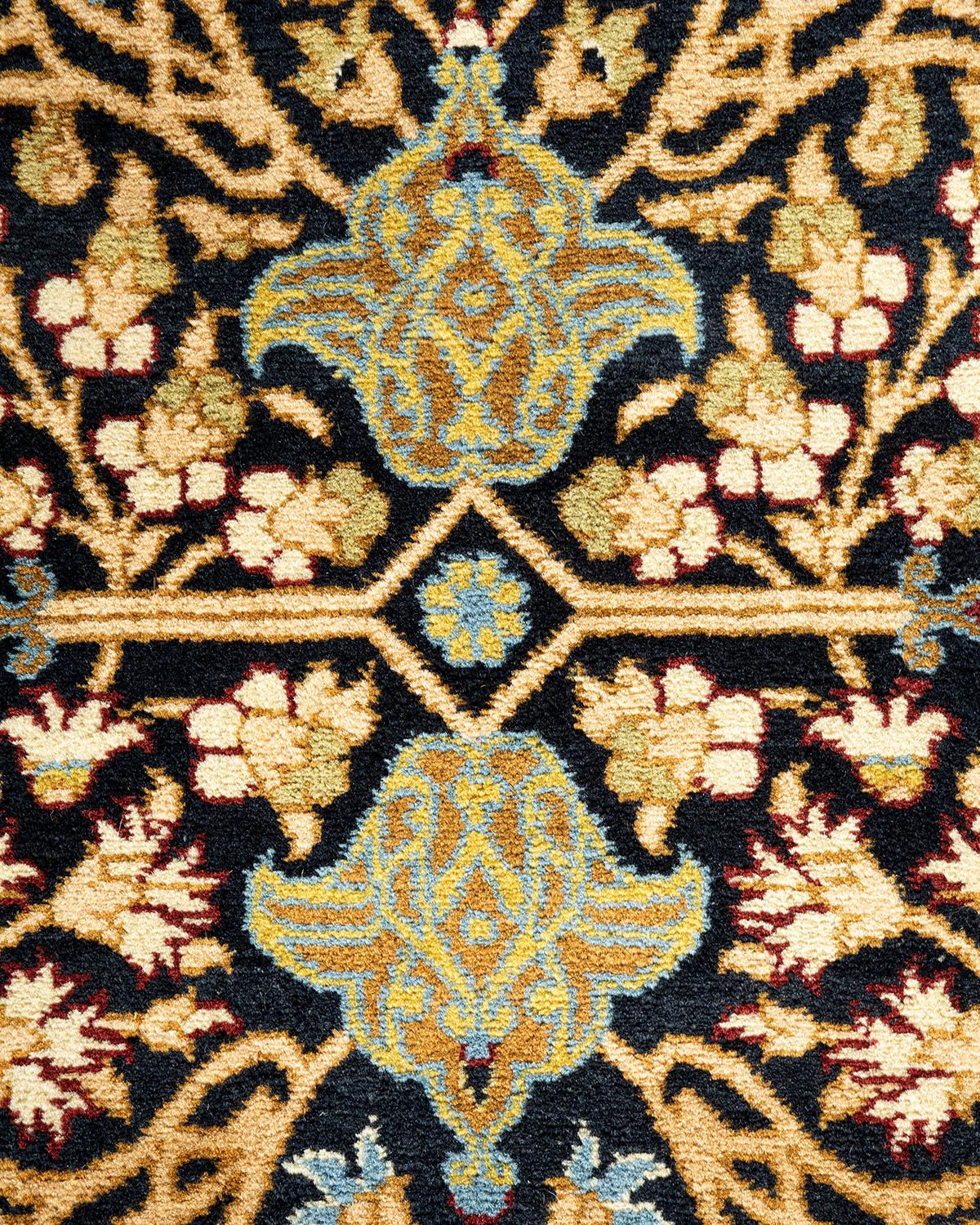 Handgeknüpfter schwarzer Mogul-Teppich aus Wolle, Unikat (Pakistanisch) im Angebot