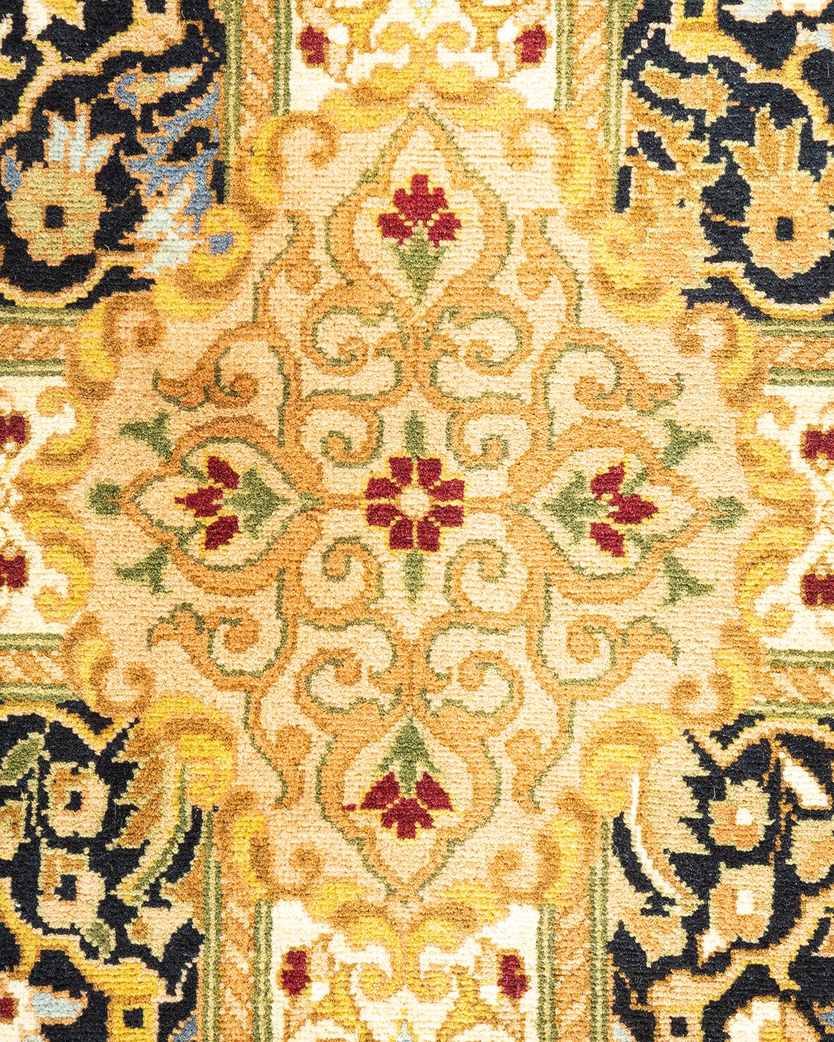 Einzigartiger handgeknüpfter Wollteppich Mogul Black Area Rug (Pakistanisch) im Angebot