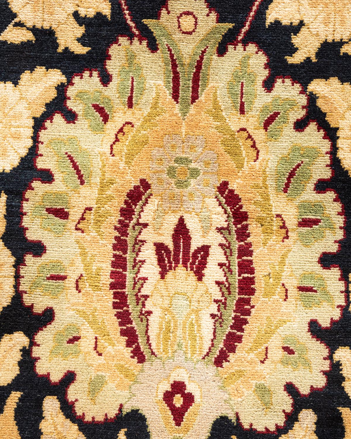 Handgeknüpfter schwarzer Mogul-Teppich aus Wolle, Unikat (Pakistanisch) im Angebot