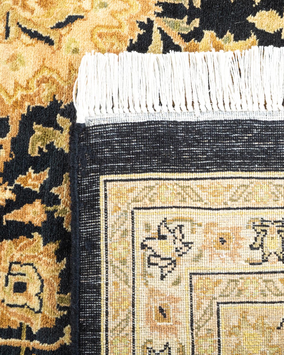 Handgeknüpfter schwarzer Mogul-Teppich aus Wolle, Unikat (21. Jahrhundert und zeitgenössisch) im Angebot