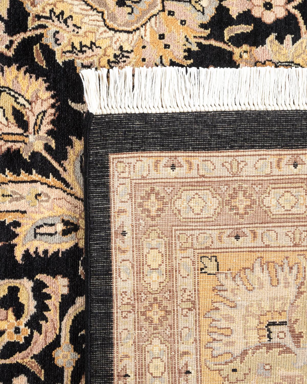 Contemporary One-of-a-kind Hand Knotted Wool Mogul Black Area Rug For Sale