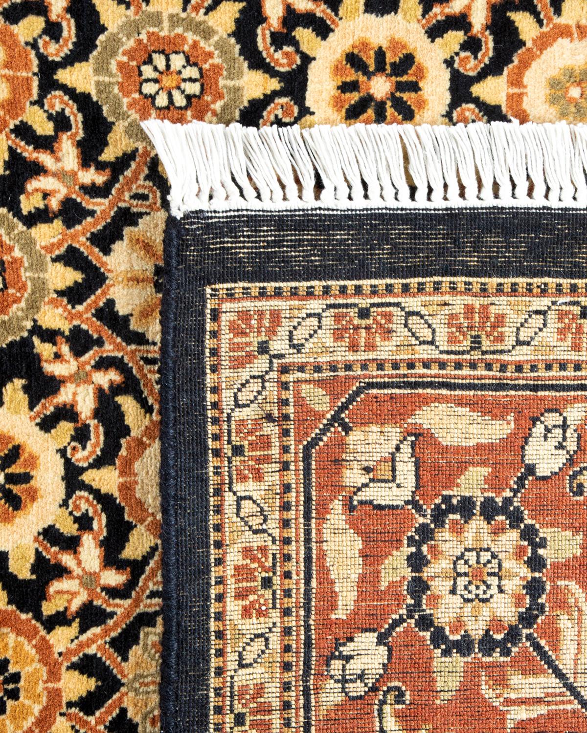 Contemporary One-of-a-kind Hand Knotted Wool Mogul Black Area Rug For Sale
