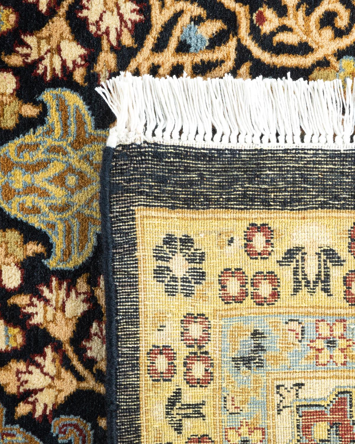 Handgeknüpfter schwarzer Mogul-Teppich aus Wolle, Unikat (21. Jahrhundert und zeitgenössisch) im Angebot
