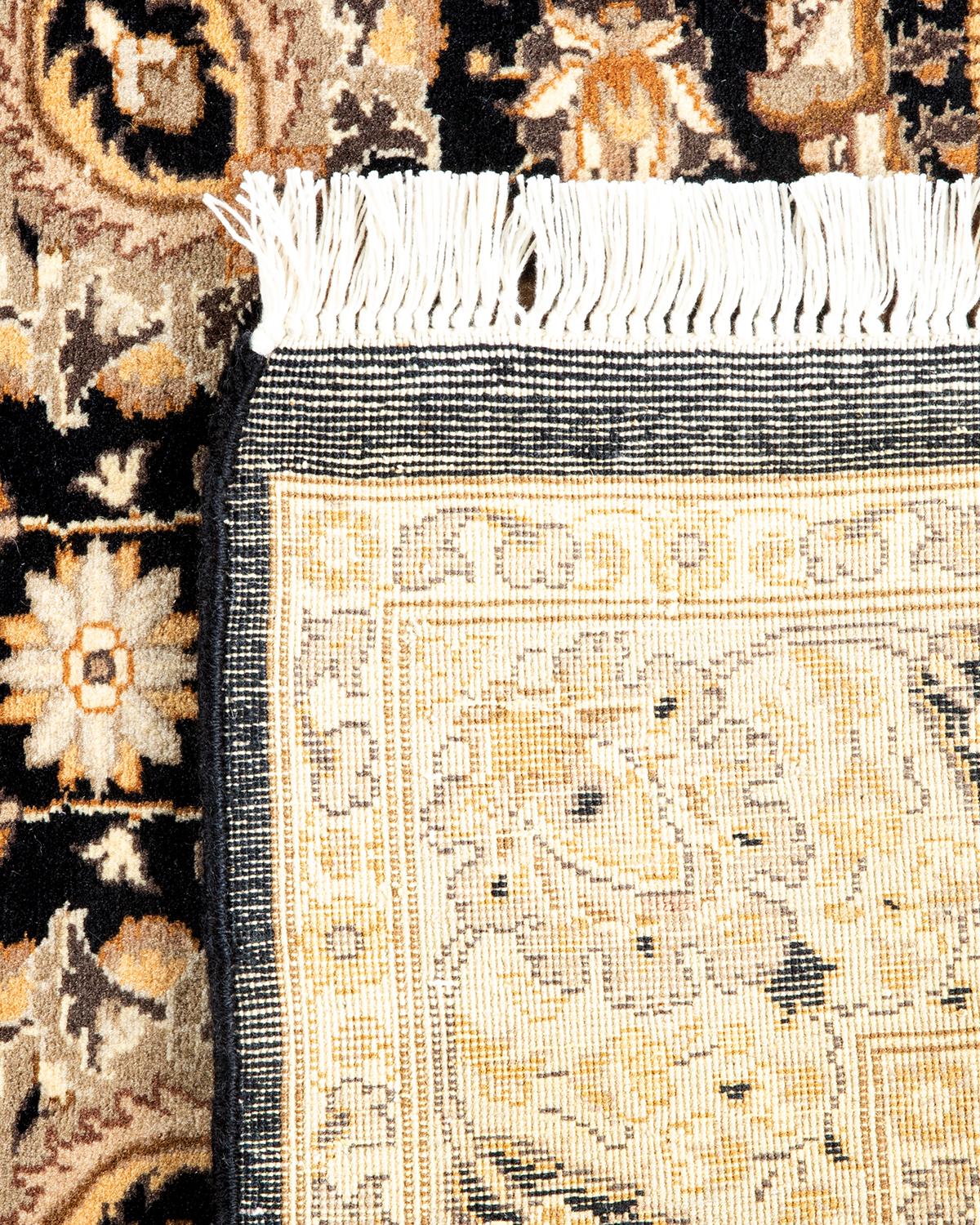 Contemporary One-of-a-kind Hand Knotted Wool Mogul Black Area Rug For Sale
