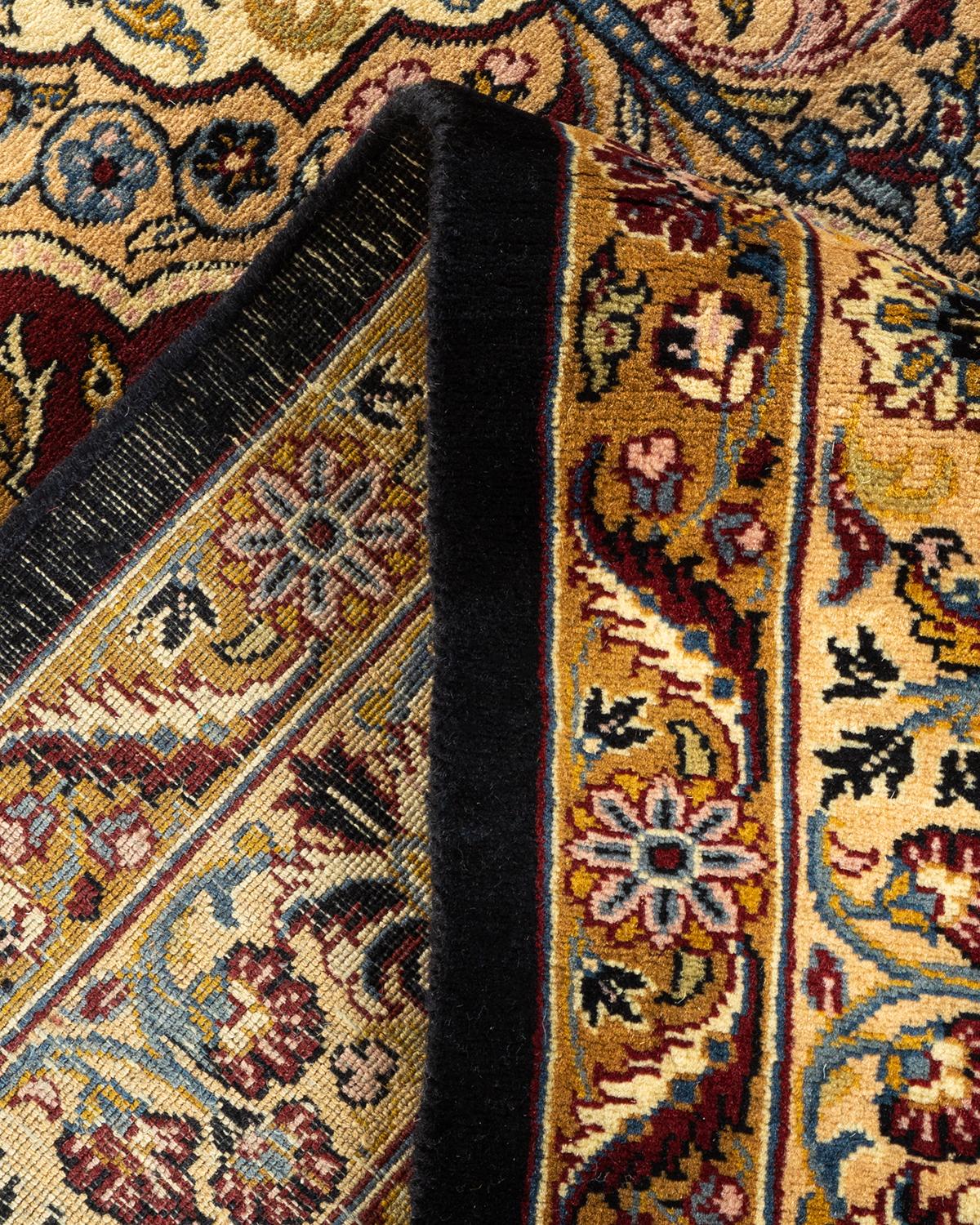 One-of-a-kind Hand Knotted Wool Mogul Black Area Rug For Sale 1