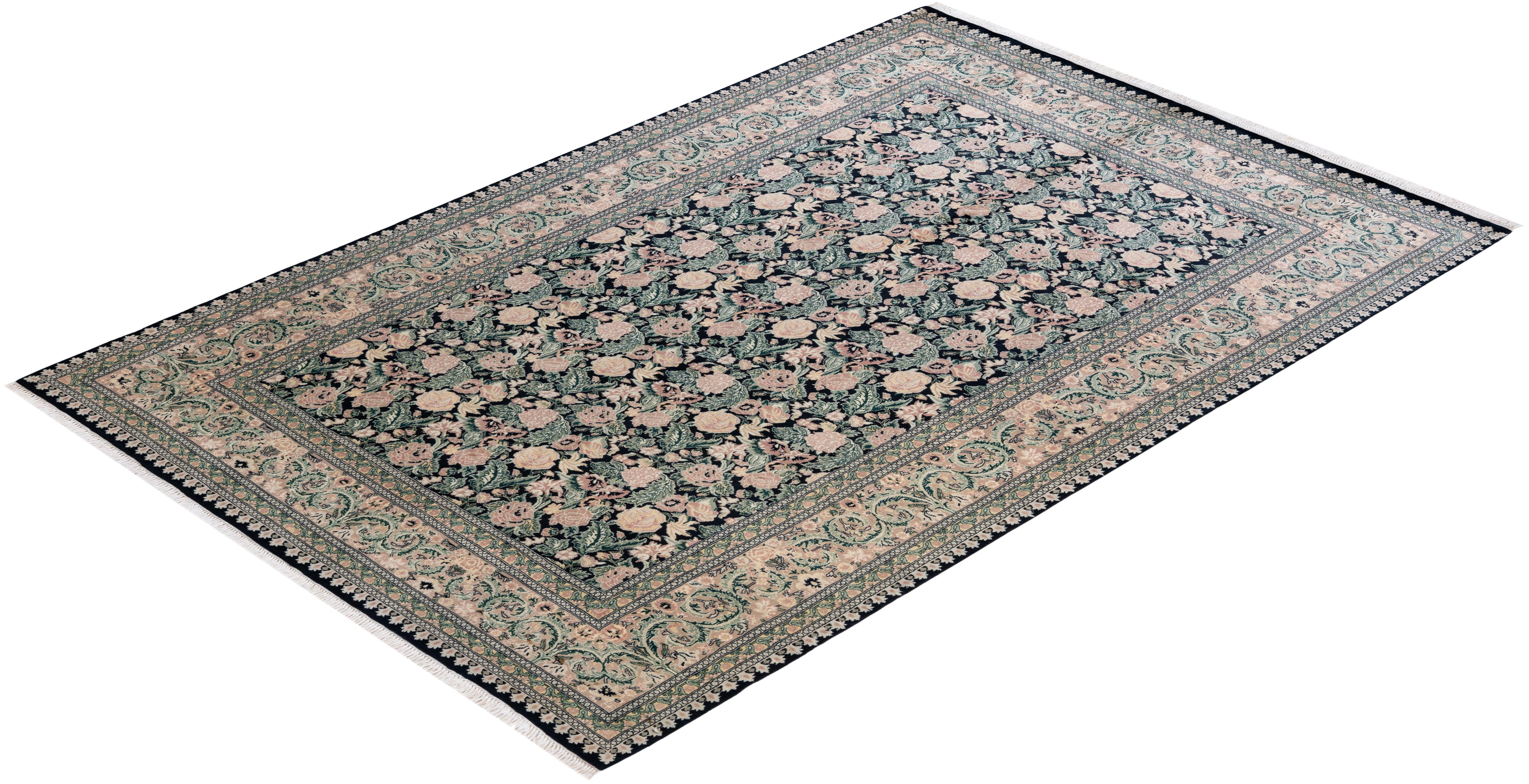 Tapis Mogul noir en laine noué à la main, unique en son genre en vente 2
