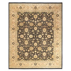 One-of-a-kind Hand Knotted Wool Mogul Black Area Rug