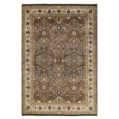 One-of-a-kind Hand Knotted Wool Mogul Black Area Rug