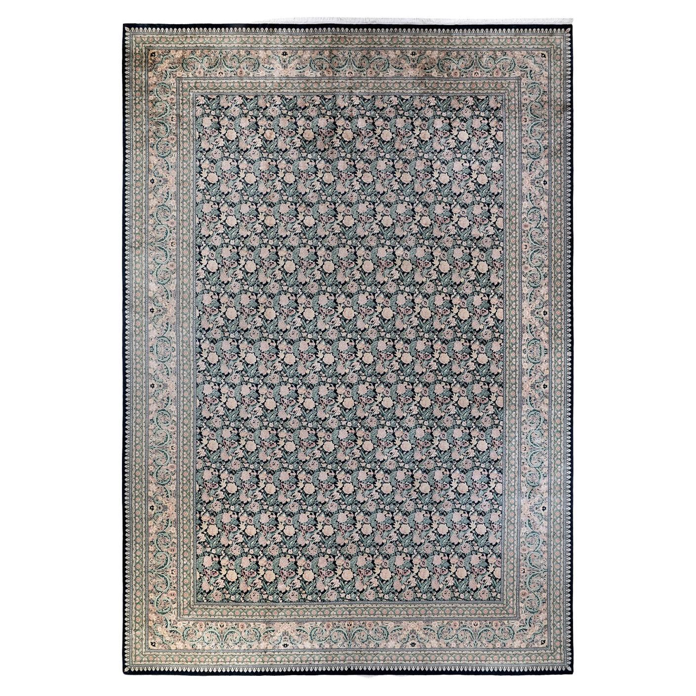 One-of-a-kind Hand Knotted Wool Mogul Black Area Rug