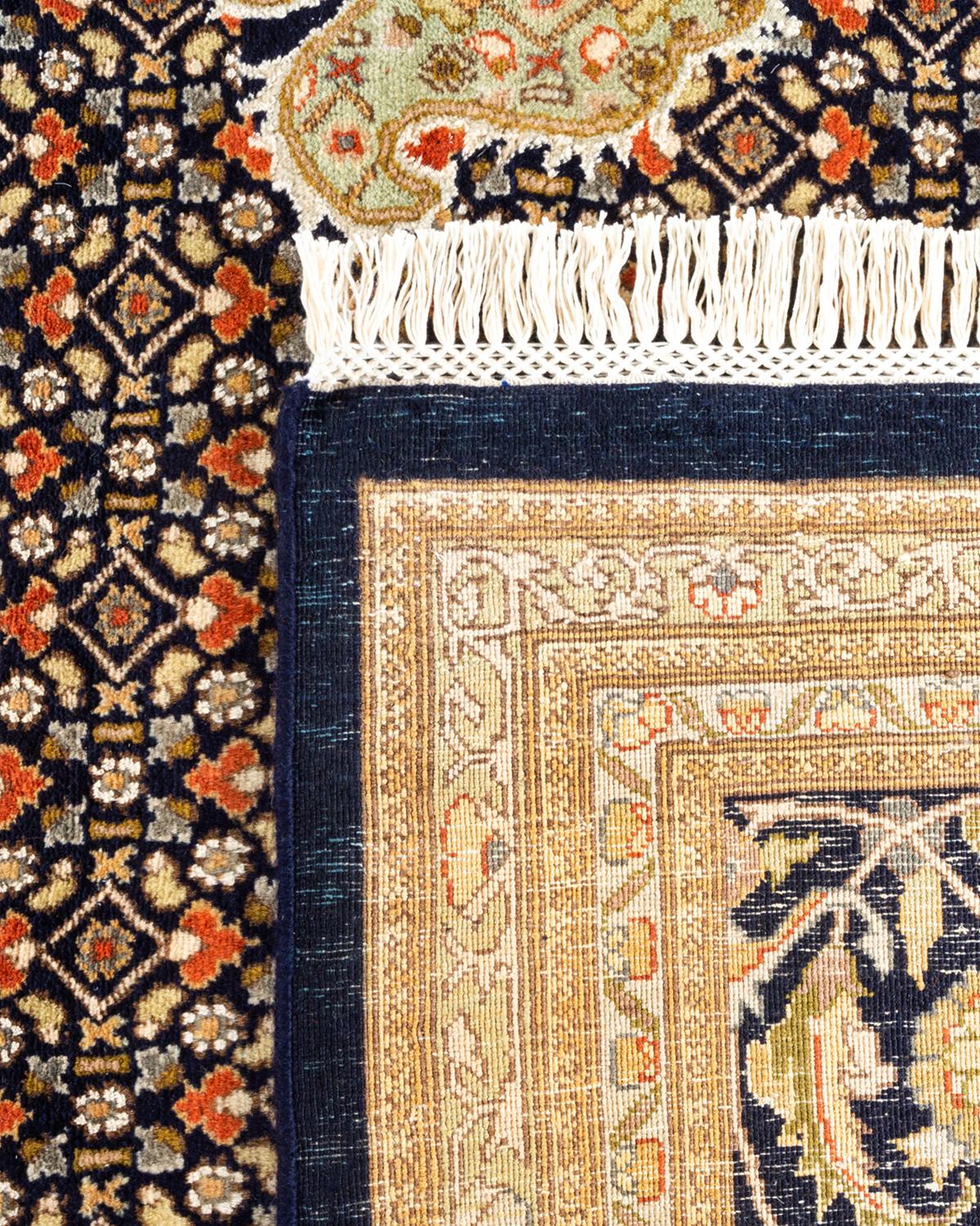 XXIe siècle et contemporain Tapis Mogul bleu en laine noué à la main, unique en son genre en vente
