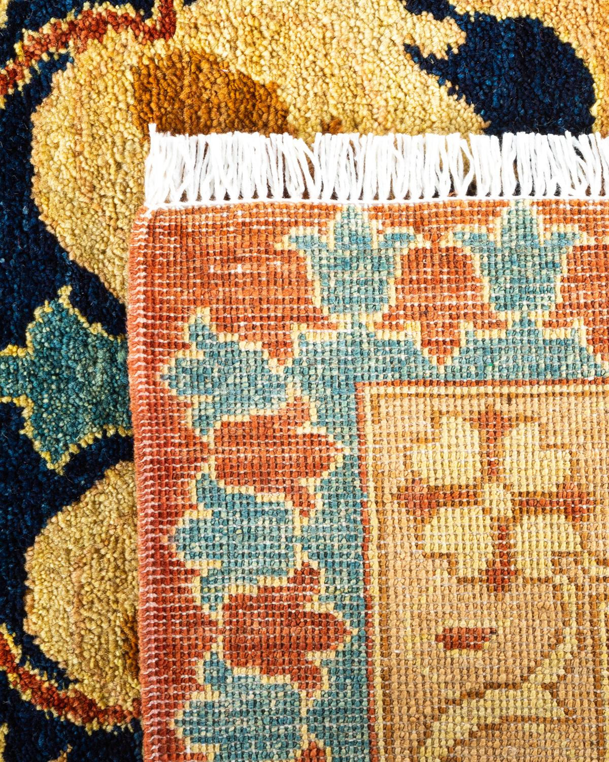 Contemporary One-of-a-kind Hand Knotted Wool Mogul Blue Area Rug For Sale