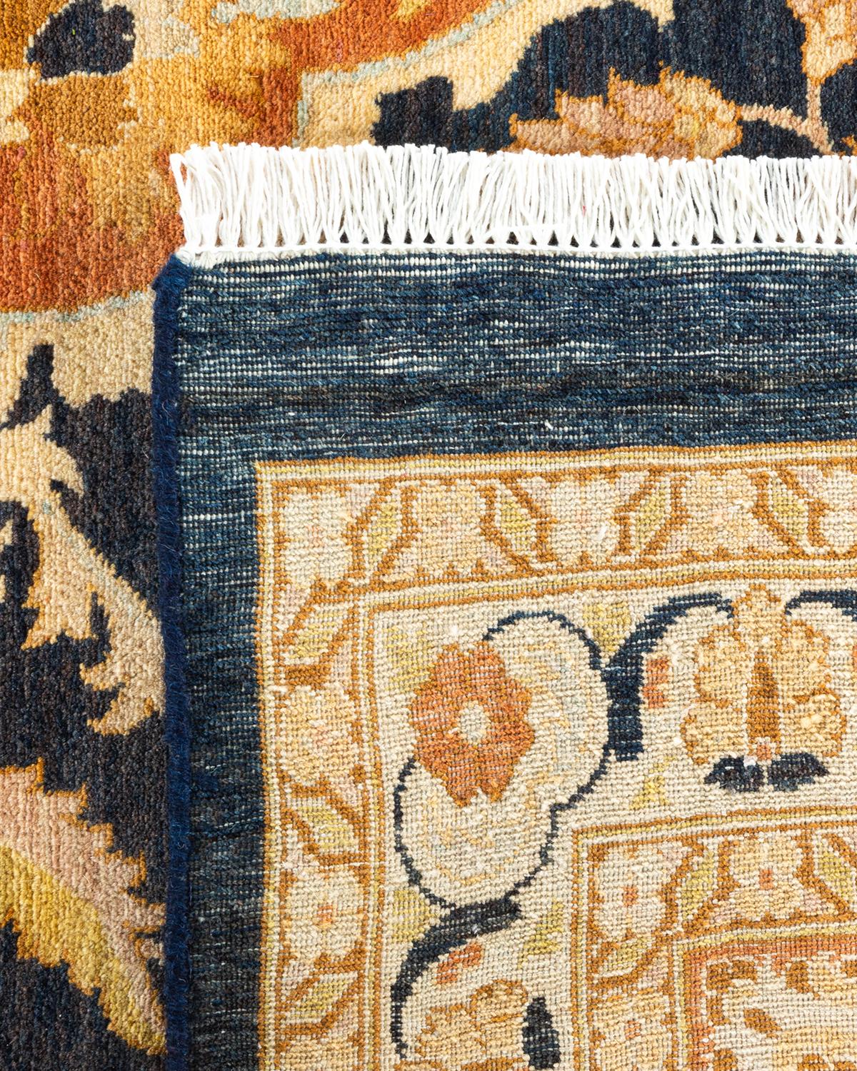 Contemporary One-of-a-kind Hand Knotted Wool Mogul Blue Area Rug For Sale