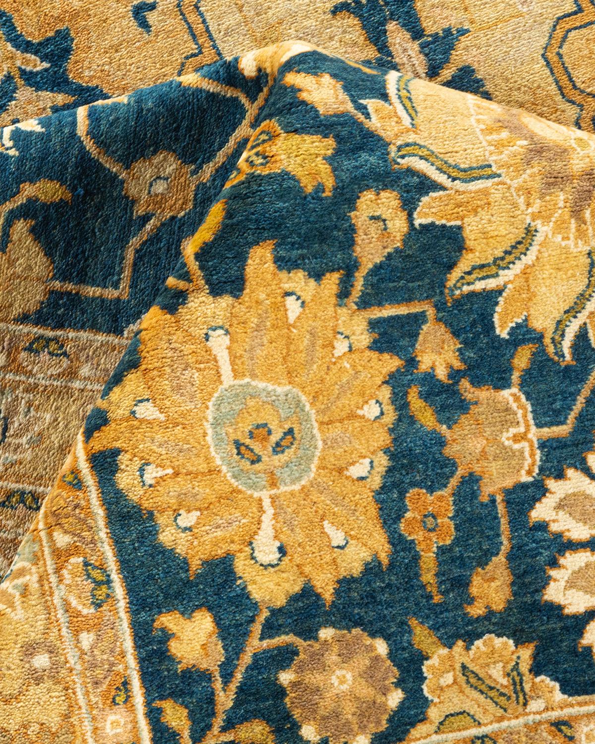 Handgeknüpfter Mogul-Blauer Teppich aus Wolle, Unikat im Angebot 2