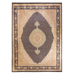 One-of-a-kind Hand Knotted Wool Mogul Blue Area Rug