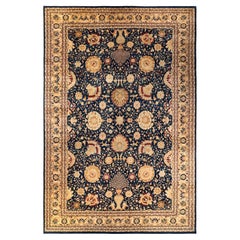One-of-a-kind Hand Knotted Wool Mogul Blue Area Rug