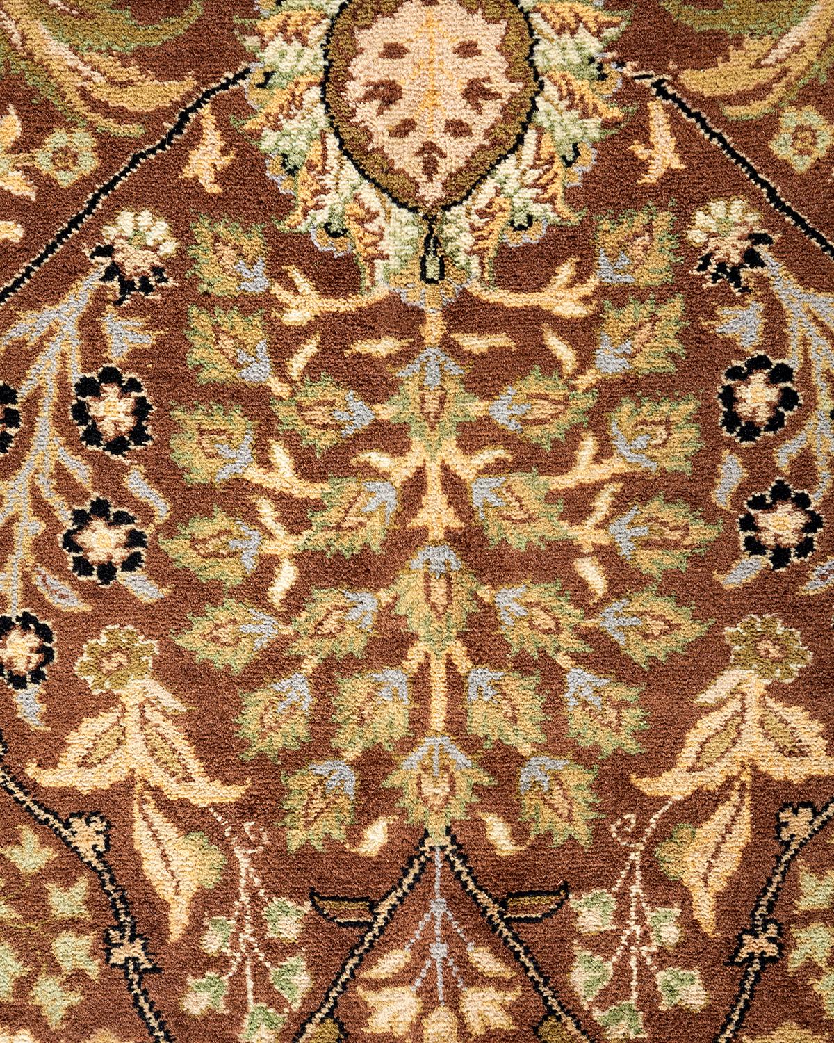 Pakistani One-of-a-kind Hand Knotted Wool Mogul Brown Area Rug For Sale