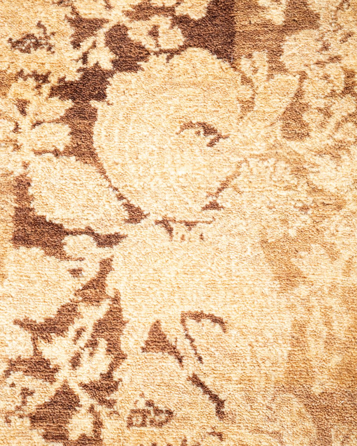 Pakistani One-of-a-kind Hand Knotted Wool Mogul Brown Area Rug For Sale