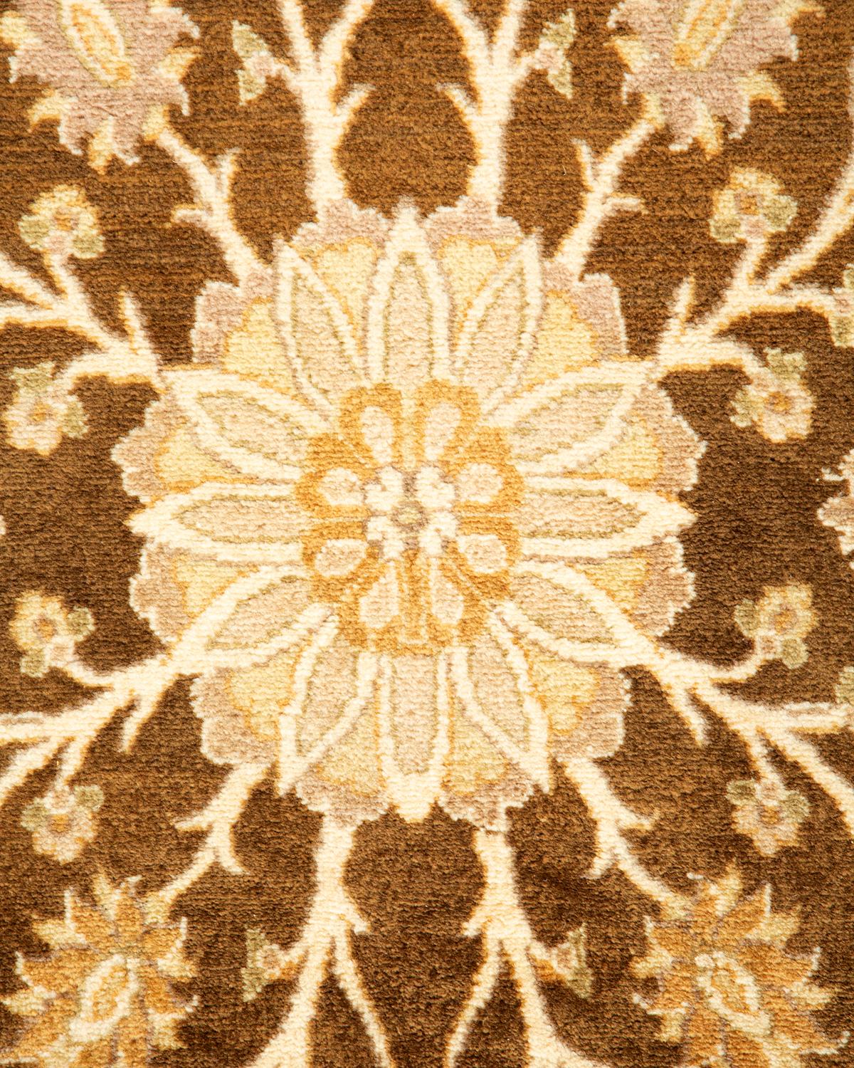 Pakistani One-of-a-kind Hand Knotted Wool Mogul Brown Area Rug For Sale