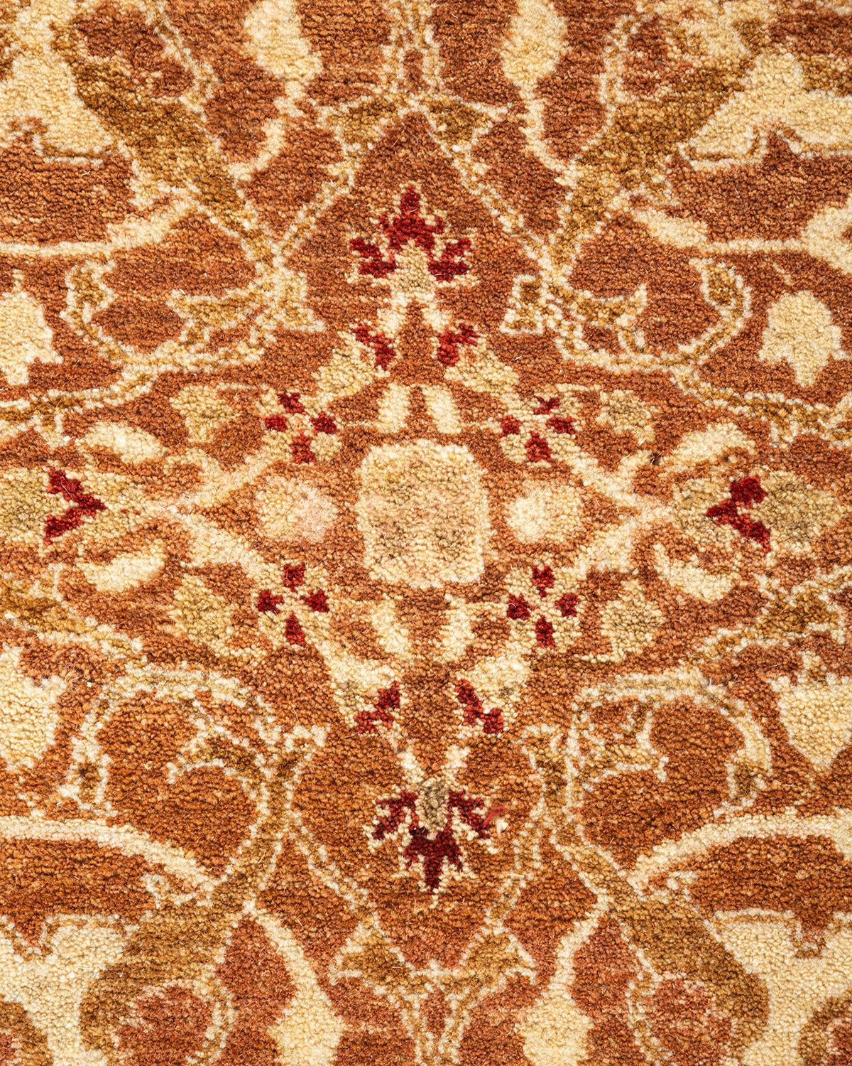 Pakistani One-of-a-kind Hand Knotted Wool Mogul Brown Area Rug For Sale