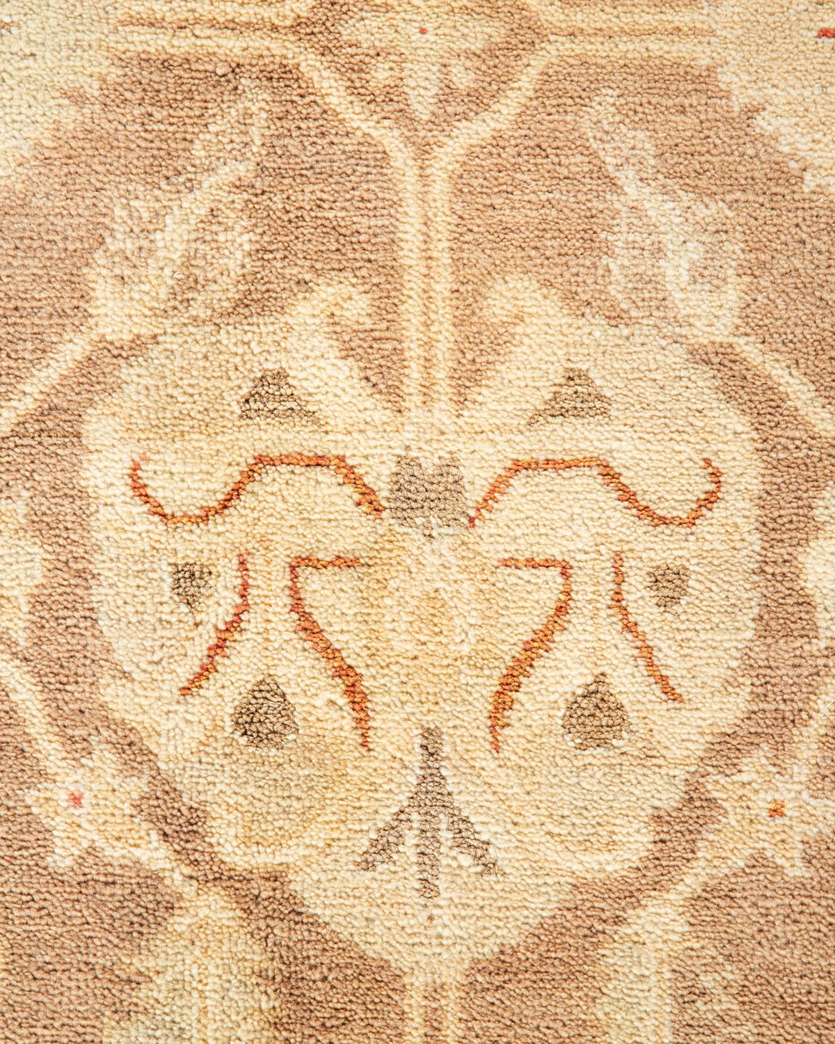Pakistani One-of-a-kind Hand Knotted Wool Mogul Brown Area Rug For Sale