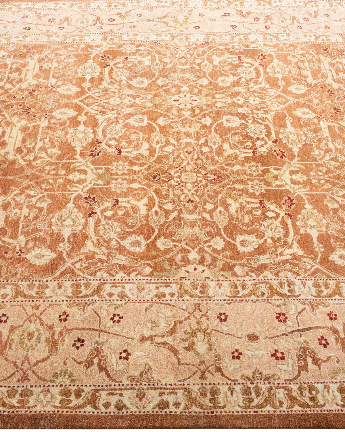 One-of-a-kind Hand Knotted Wool Mogul Brown Area Rug In New Condition For Sale In Norwalk, CT
