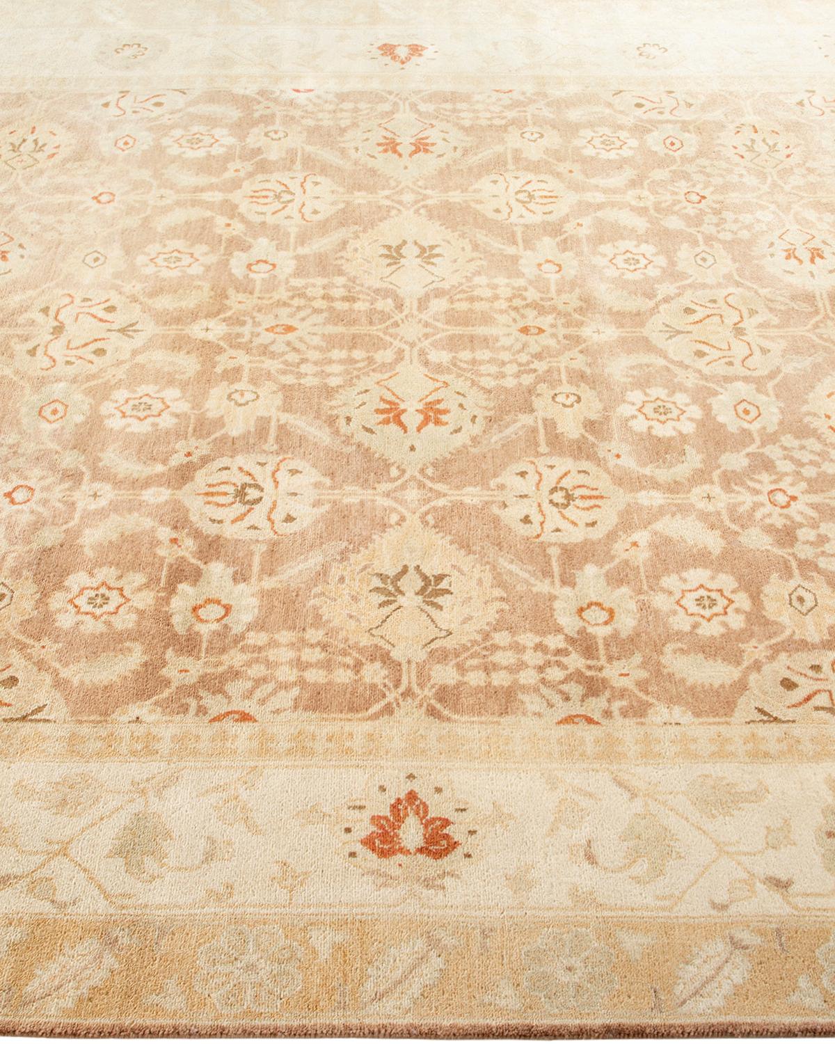 One-of-a-kind Hand Knotted Wool Mogul Brown Area Rug In New Condition For Sale In Norwalk, CT