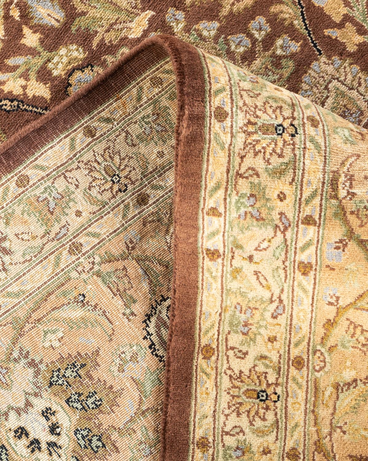 One-of-a-kind Hand Knotted Wool Mogul Brown Area Rug For Sale 1