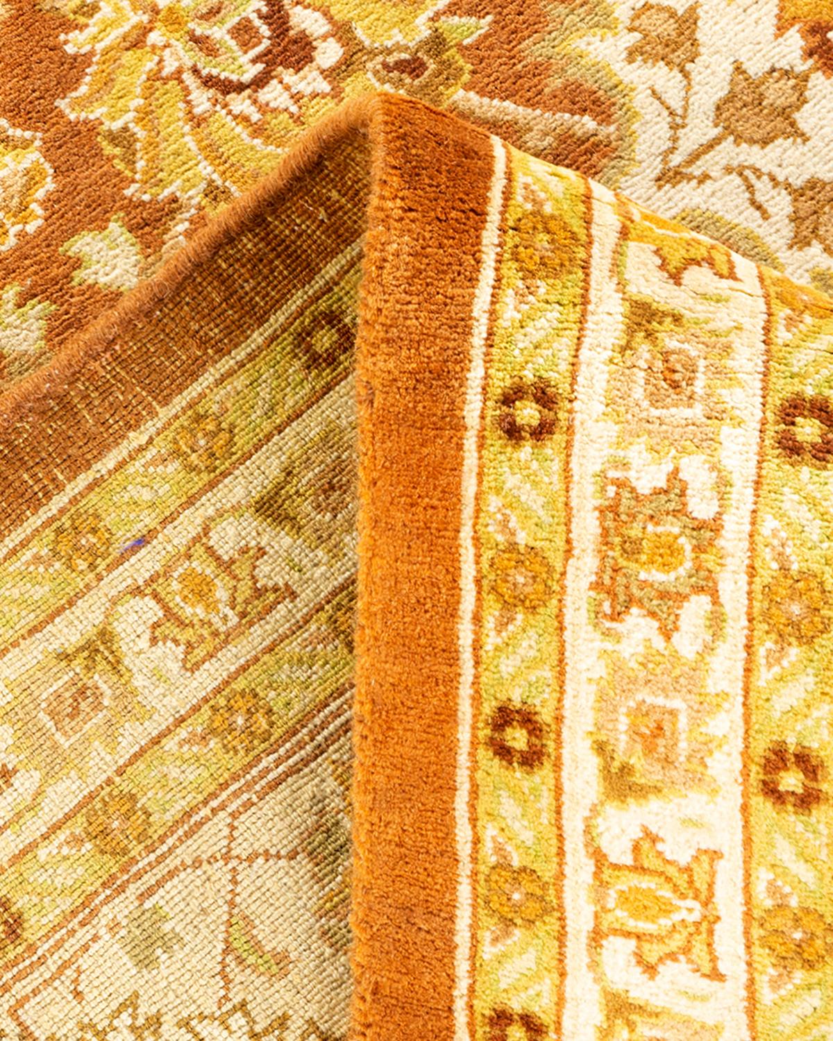 Handgeknüpfter Mogul-Teppich aus brauner Wolle, Unikat im Angebot 1