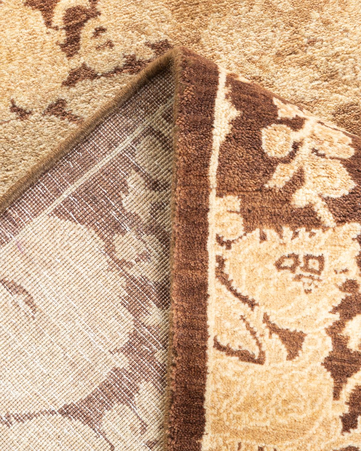 One-of-a-kind Hand Knotted Wool Mogul Brown Area Rug For Sale 1