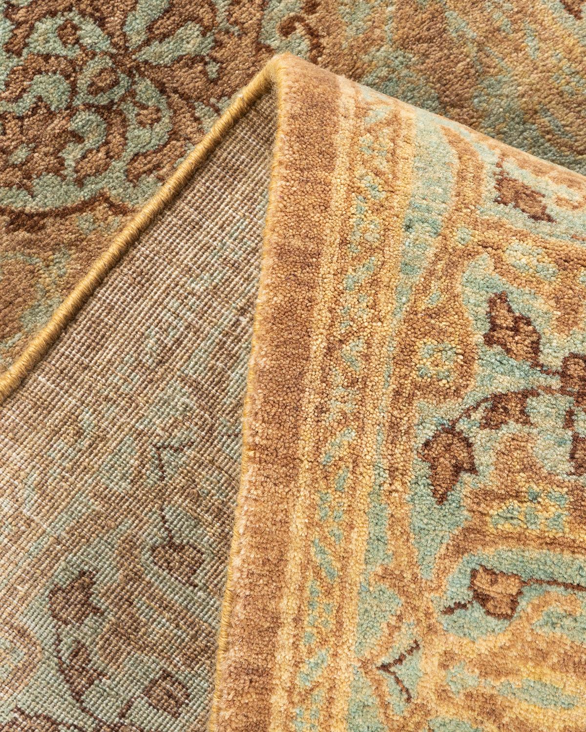 Handgeknüpfter Mogul-Teppich aus brauner Wolle, Unikat 1