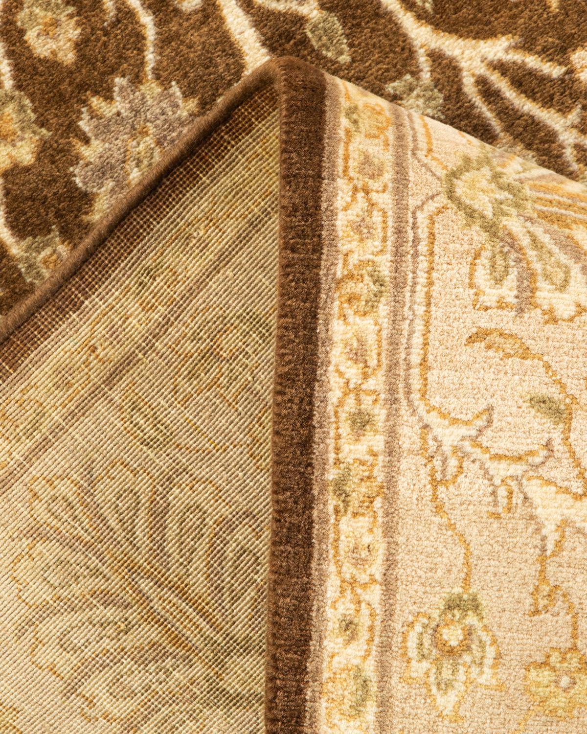 One-of-a-kind Hand Knotted Wool Mogul Brown Area Rug For Sale 1