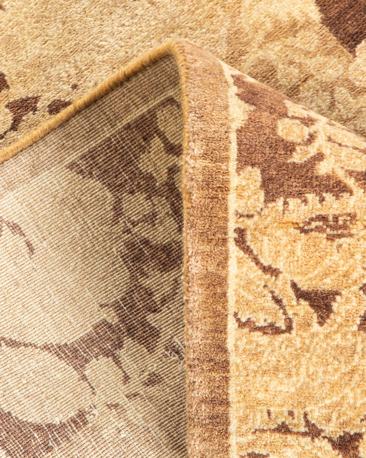 Handgeknüpfter Mogul-Teppich aus brauner Wolle, Unikat im Angebot 1