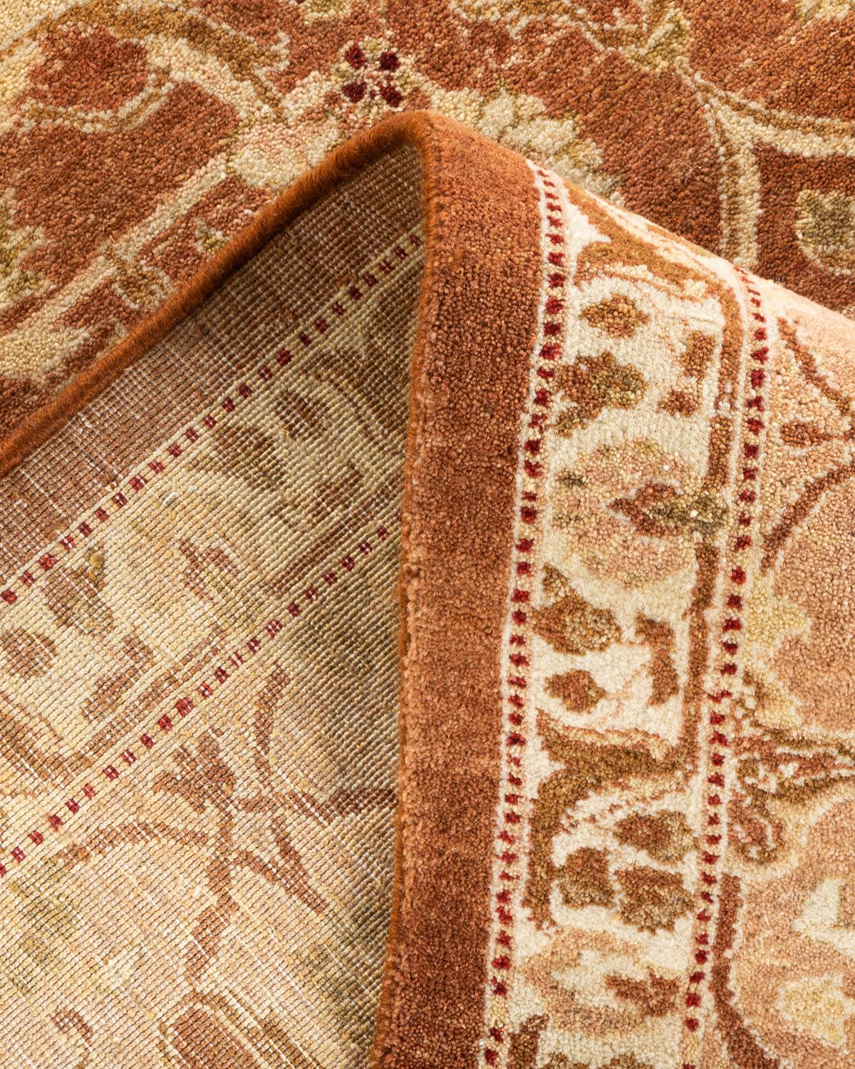 One-of-a-kind Hand Knotted Wool Mogul Brown Area Rug For Sale 1