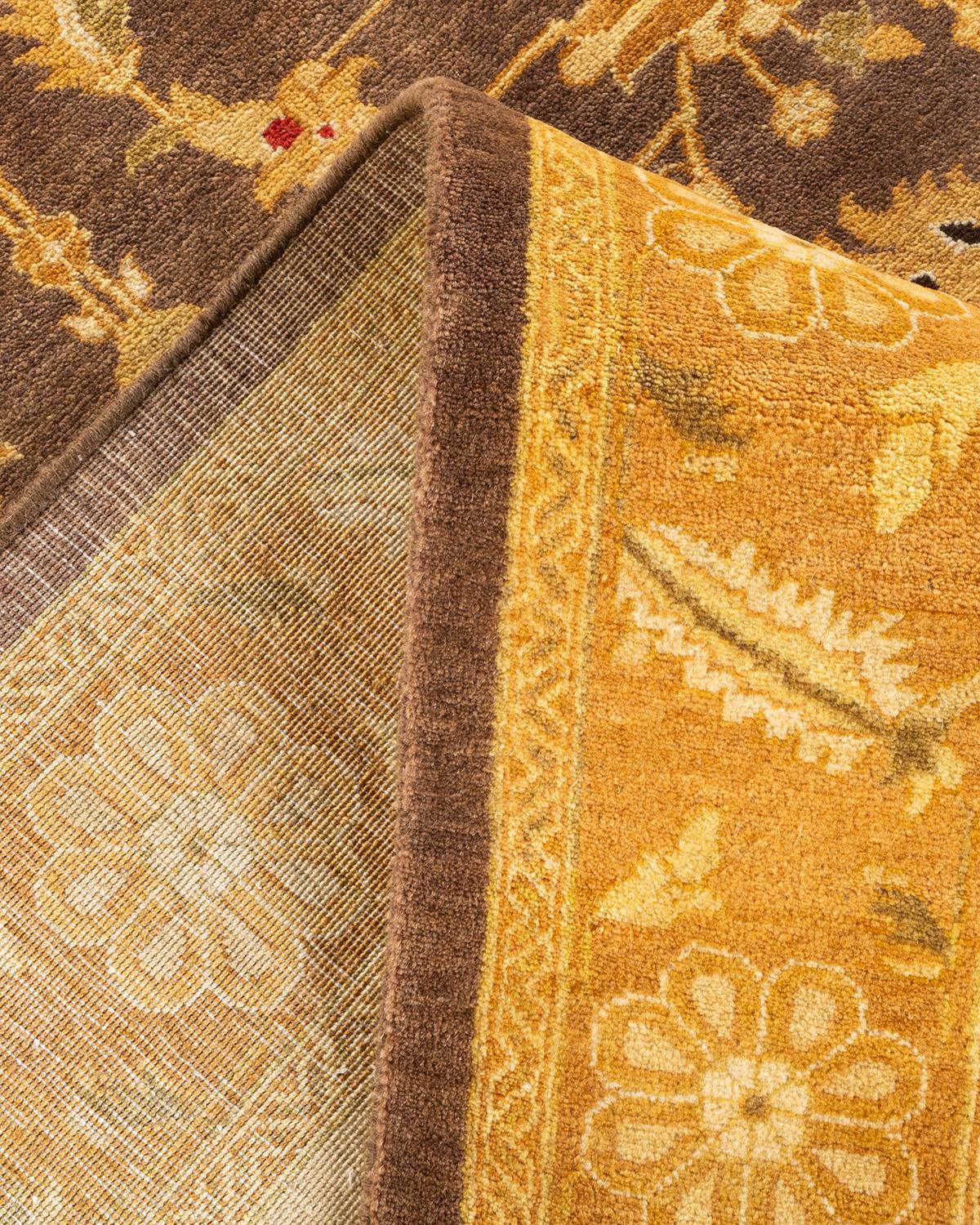 Handgeknüpfter Mogul-Teppich aus brauner Wolle, Unikat im Angebot 1