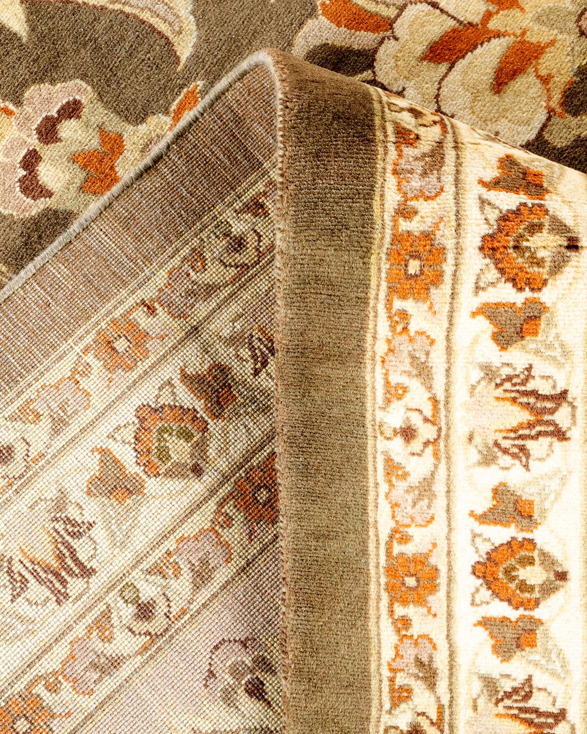 One-of-a-kind Hand Knotted Wool Mogul Brown Area Rug For Sale 1