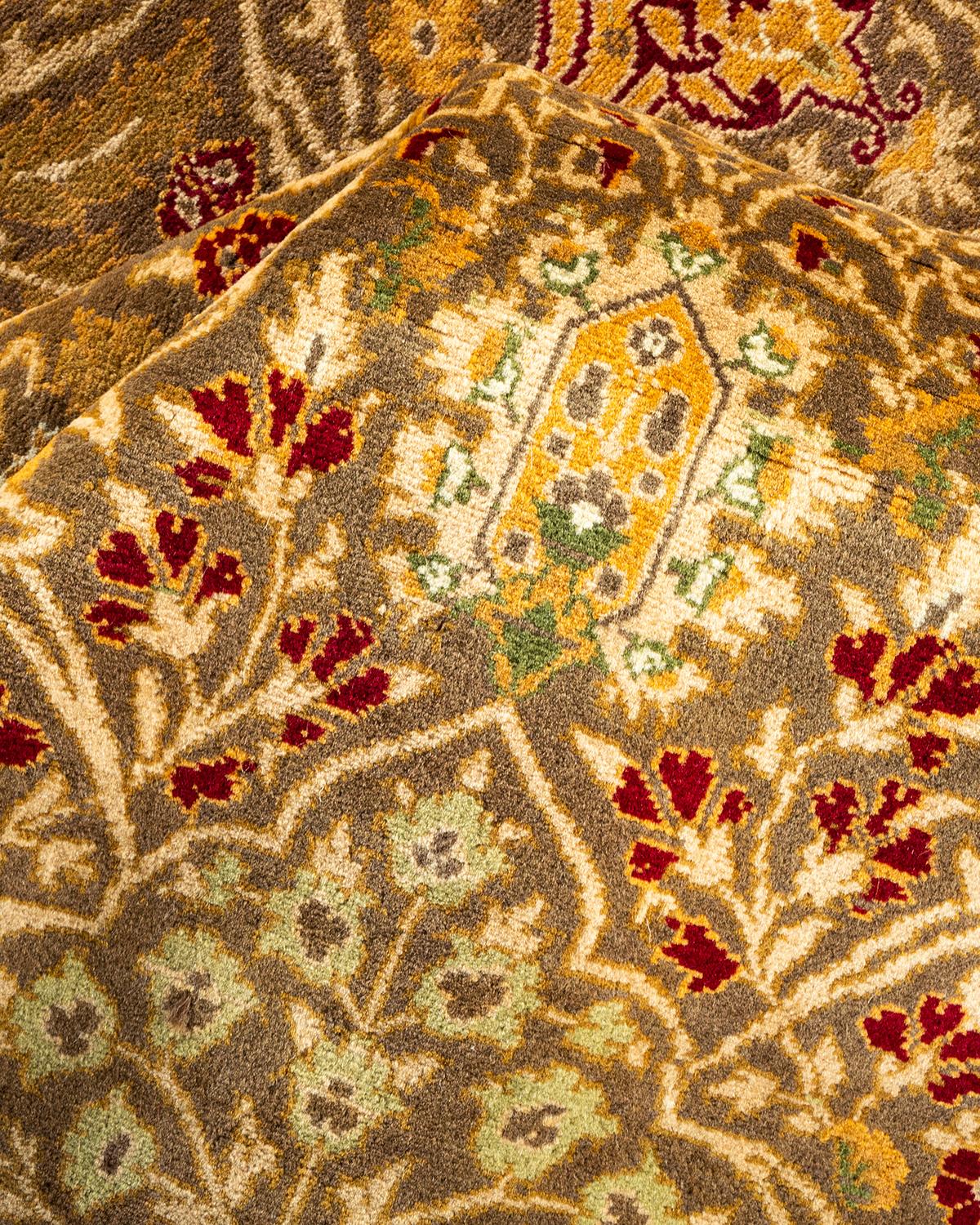 One-of-a-kind Hand Knotted Wool Mogul Brown Area Rug For Sale 2