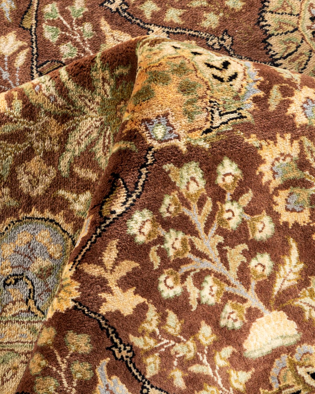 One-of-a-kind Hand Knotted Wool Mogul Brown Area Rug For Sale 2