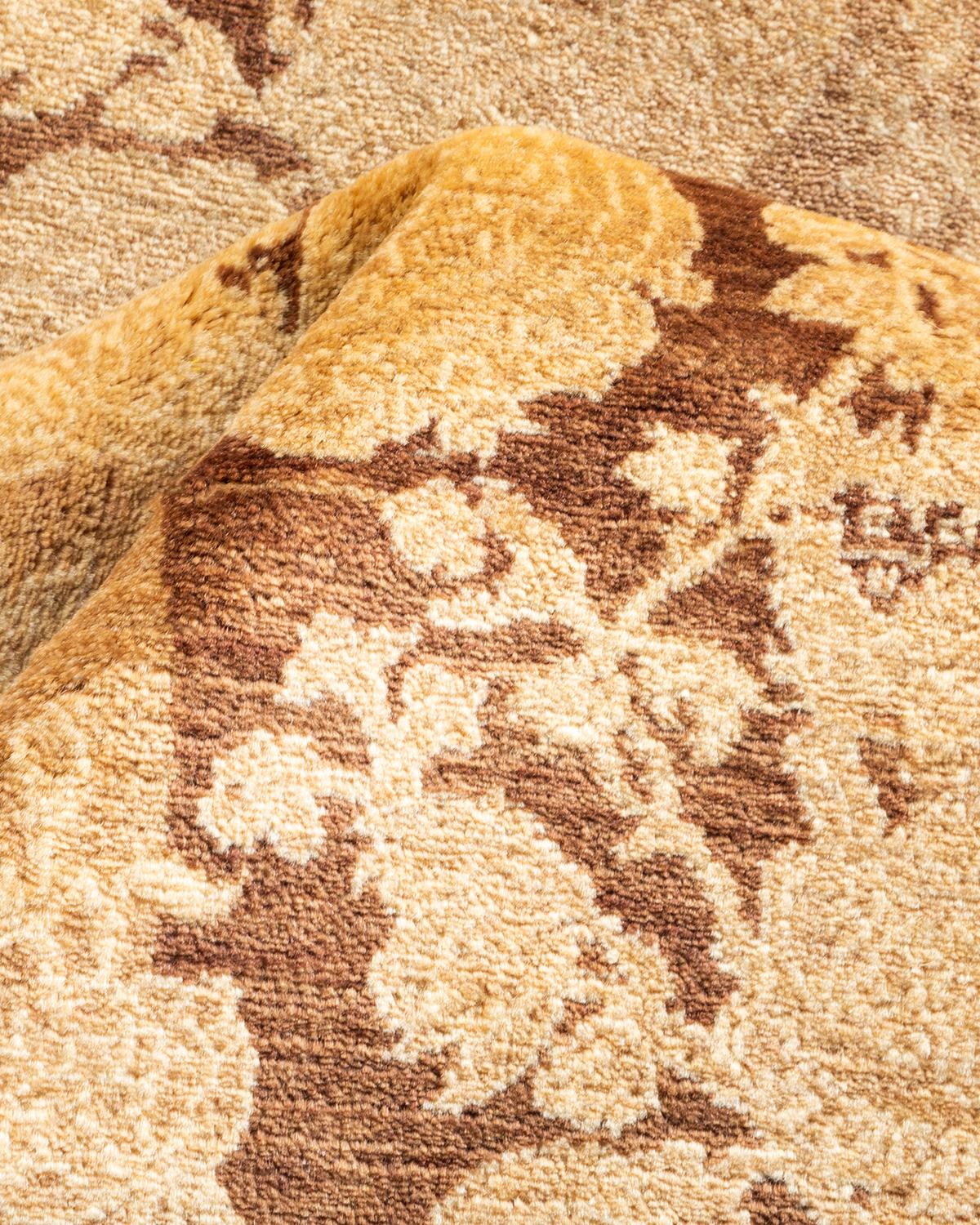 One-of-a-kind Hand Knotted Wool Mogul Brown Area Rug For Sale 2